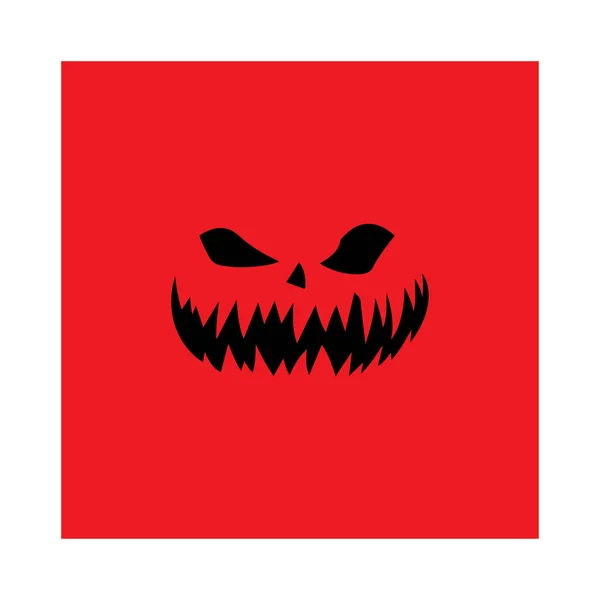 Illustration Halloween Spooky Face Icon Isolated Red Background — Stock Vector