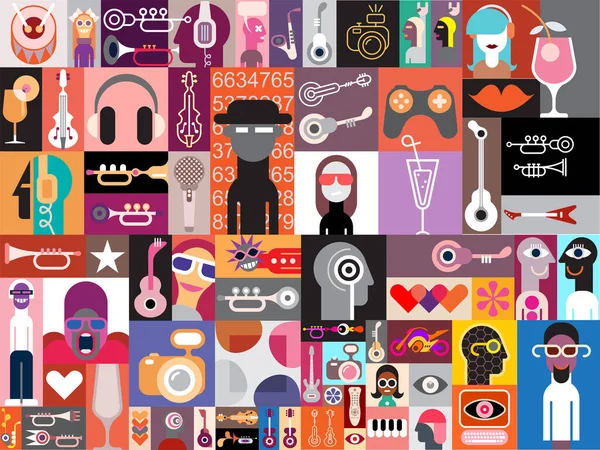 stock vector An illustration of modern creative set of pop art stickers