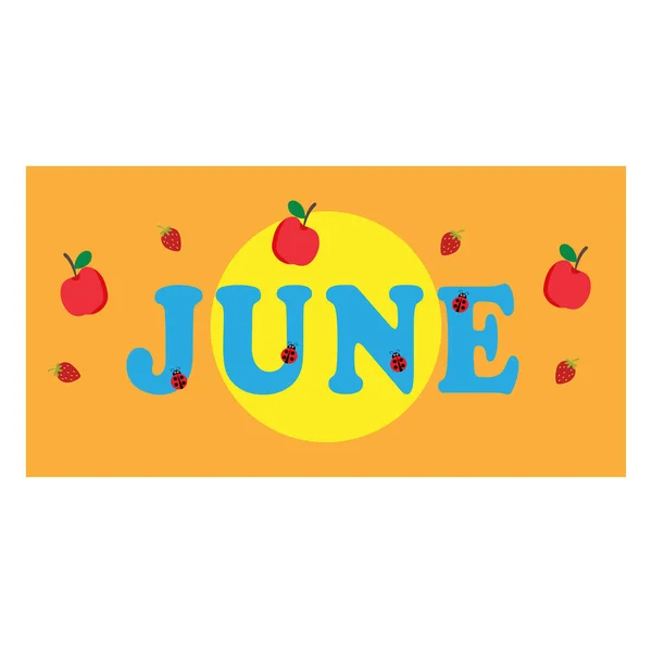 Στόμα Ιουνίου Μήλα Φράουλες Και Πασχαλίτσες — Διανυσματικό Αρχείο
