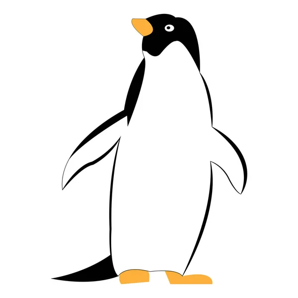 Una Vista Vertical Pingüino Sobre Fondo Aislado — Archivo Imágenes Vectoriales