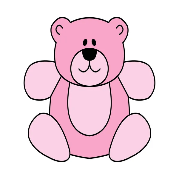Вертикальный Вектор Розового Медведя Белом Фоне — стоковый вектор