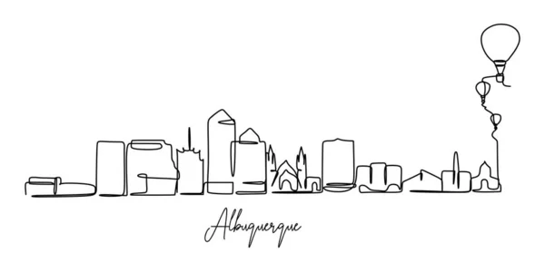 Eine Einzelne Linienzeichnung Des Stadtbildes Von Albuquerque Usa Ein Handgezeichnetes — Stockvektor