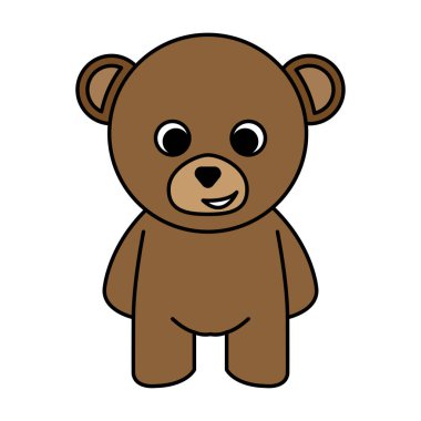 Beyaz arka plan üzerinde kahverengi bir oyuncak ayının dikey vektörü