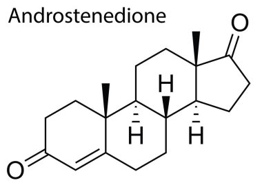 Androstenedione insan steroidinin moleküler yapısı.