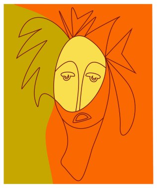 Hüzünlü bir kadın portresi modern bir şekilde özetlenmiş..