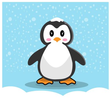 Kar altında duran sevimli bir pandanın dijital bir çizimi.