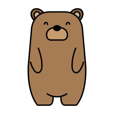 Beyaz arka plan üzerinde kahverengi bir oyuncak ayının dikey vektörü