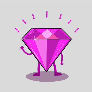 Gri arkaplanda elmas şekilli bir karakterin düzenlenebilir vektörü