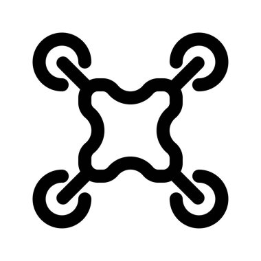 Beyaz bir arkaplanda izole edilmiş İHA kamerasının teknolojik simgesinin vektör çizimi