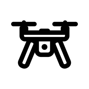 Beyaz bir arkaplanda izole edilmiş İHA kamerasının teknolojik simgesinin vektör çizimi