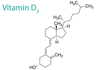 D3 vitamininin molekül yapısının bir vektör çizimi