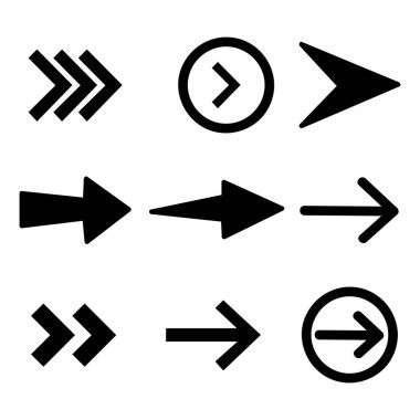 Beyaz arkaplanda düzenlenebilir bir ok kümesi