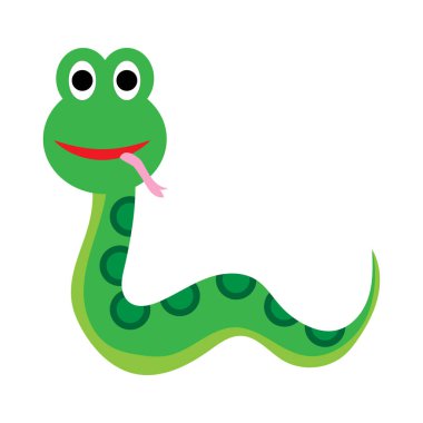 Beyaz zemin üzerinde yeşil bir yılanın vektör çizimi.
