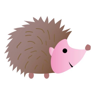 Beyaz arka planda kahverengi dikenli pembe bir kirpinin çizimi.