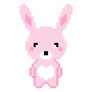 Beyaz arka planda izole edilmiş şirin bir tavşan pikseli.