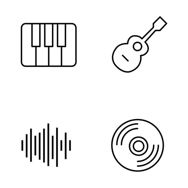 Set Music Theme Icons Isolated White Background — Stock Vector