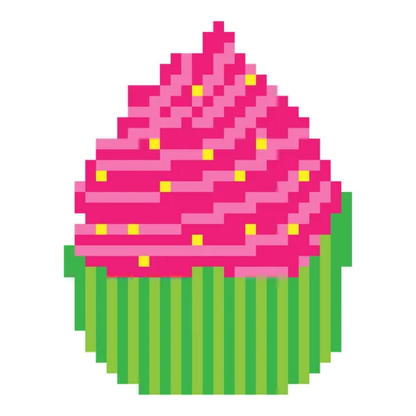 Uma Ilustração Uma Arte Pixel Sobremesa Muffin Fundo Branco — Vetor de Stock