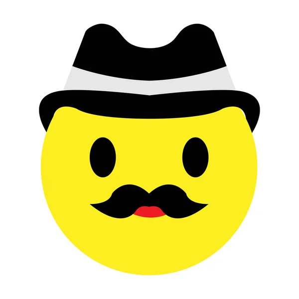 Vector Yellow Man Face Mustache Hat — Stock Vector
