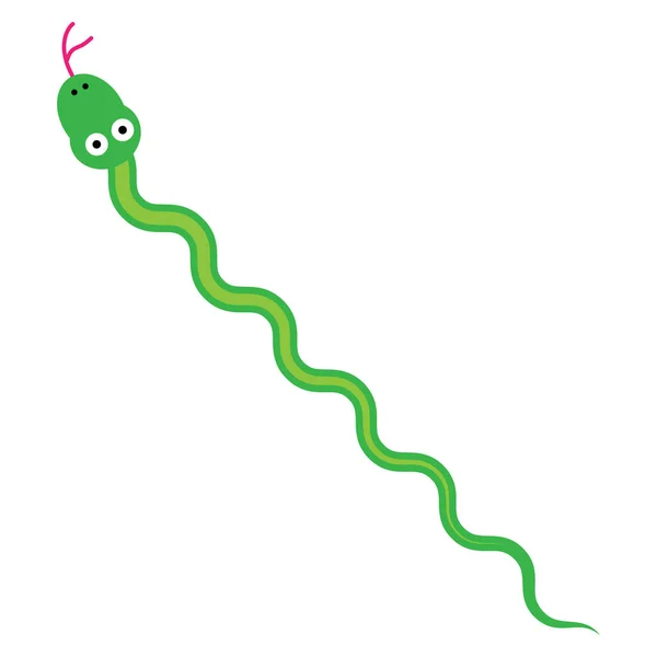 Eine Vektorillustration Einer Grünen Schlange Auf Weißem Hintergrund — Stockvektor