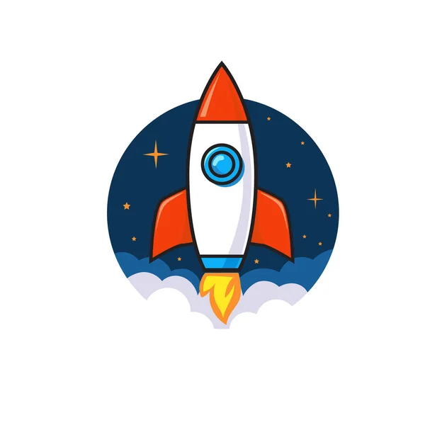 Wektorowa Ilustracja Koncepcji Logo Marki Rakiety Kosmicznej Dla Firm Astronomicznych — Wektor stockowy