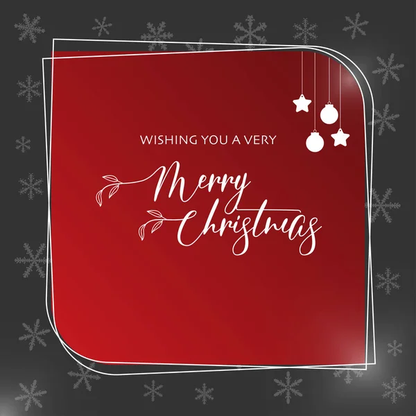 灰色の背景に赤い形で隔離されたメリークリスマスの願い — ストックベクタ