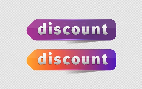 Two Purple Orange Discount Sale Vector Signs Transparent Background — Stock Vector