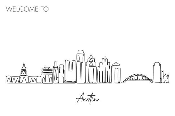 Vector Illustration Hand Drawn Design Austin City Text White Background — Stock Vector