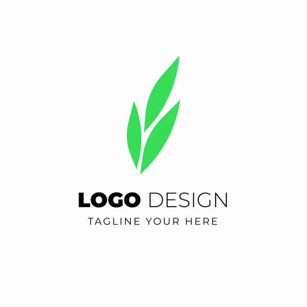 ブランド 企業のための緑の植物イラスト付きベクトルアイコン会社のロゴテンプレート — ストックベクタ