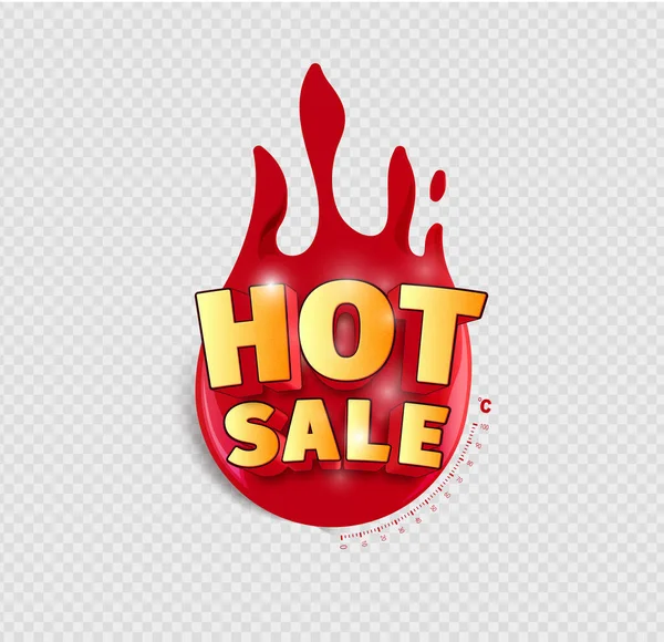 Vector Illustration Range Hot Sale Text Red Fire Background — Stock Vector