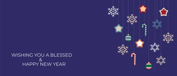 Une Belle Vue Une Bannière Salutation Avec Des Icônes Noël — Image vectorielle