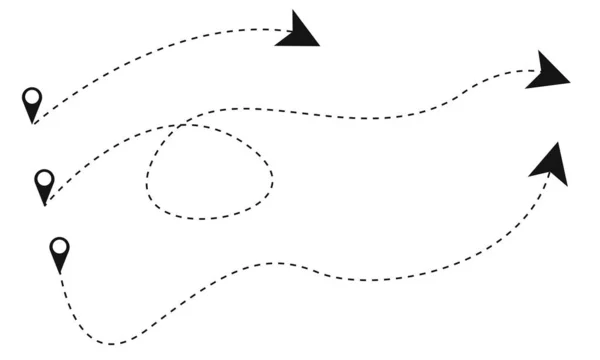 具有起点和冲刺线跟踪的纸平面路径 — 图库矢量图片