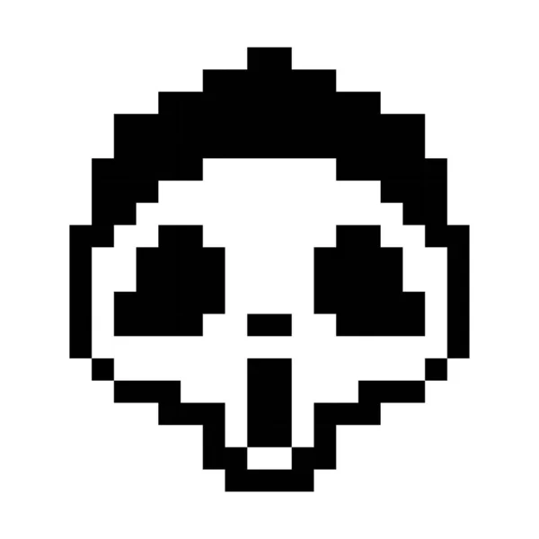 Милый Пиксельный Рисунок Призрака Хэллоуина Изолированного Пустом Белом Фоне — стоковый вектор