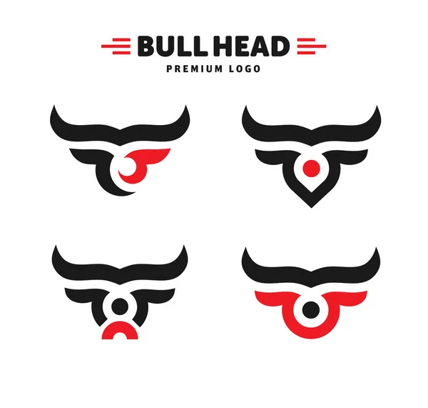 Bull Head Logo Pack Rood Zwart Bewerkbare Vector Pictogrammen Met — Stockvector
