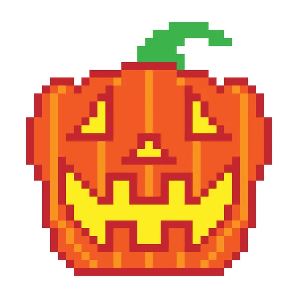 Ein Vertikaler Vektor Eines Halloween Pixel Kürbisses — Stockvektor