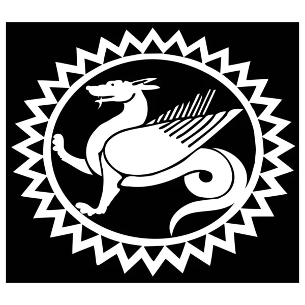 黑暗背景下的古代翼龙的矢量轮廓 — 图库矢量图片