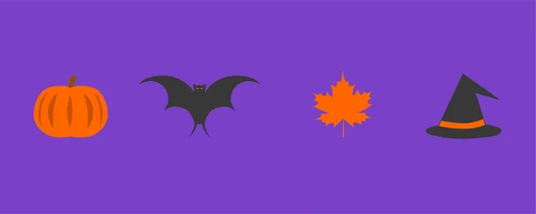 Ein Vektor Aus Halloween Und Herbstsymbolen Als Hintergrund — Stockvektor