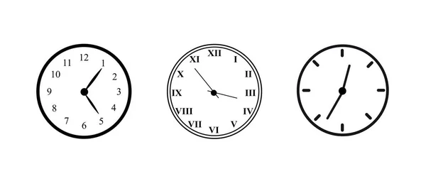 在白色背景上孤立的时钟模板的示例 — 图库矢量图片