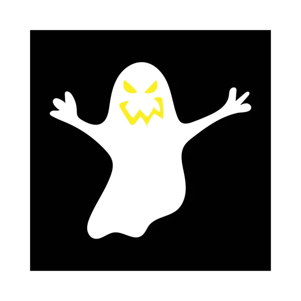 Una Ilustración Icono Fantasma Halloween Aislado Sobre Fondo Negro — Archivo Imágenes Vectoriales