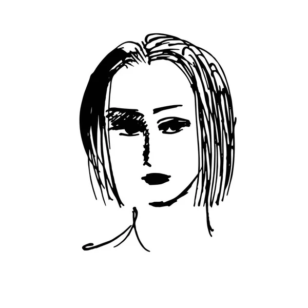 Portrait Une Femme Dessiné Main — Image vectorielle