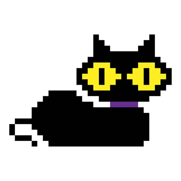 Vector Halloween Pixel Scary Cat — Stock Vector