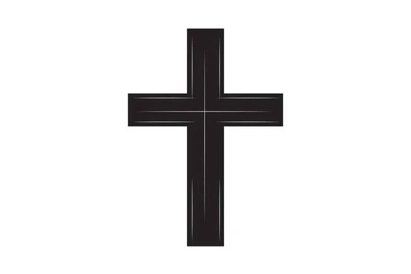 Векторная Иллюстрация Иконы Черного Христианского Креста Белом Фоне — стоковый вектор