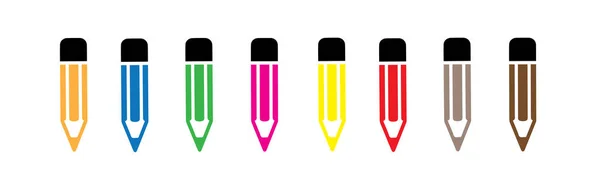 Illustration Eines Bunten Buntstift Symbols Das Isoliert Auf Weißem Hintergrund — Stockvektor