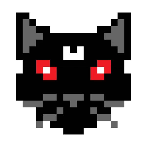 Vetor Vertical Gato Assustador Pixel Halloween — Vetor de Stock