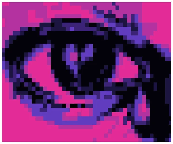 Μια Γυναικεία Τέχνη Pixel Μάτι Σκούρο Μωβ Μωβ Περίγραμμα Ψηφιακό — Διανυσματικό Αρχείο