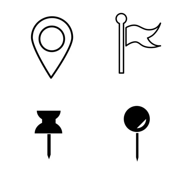 Eine Reihe Von Pin Symbolen Isoliert Auf Weißem Hintergrund — Stockvektor
