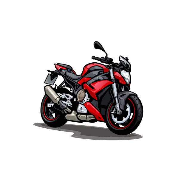 Beyaz Arka Planda Izole Edilmiş Siyah Kırmızı Bir Motosiklet — Stok Vektör