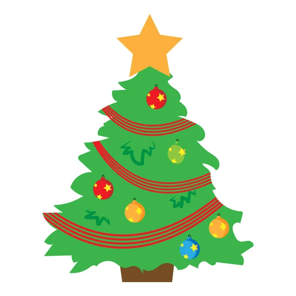 Egy Gyönyörűen Díszített Karácsonyfa Függőleges Vektora Karácsonyi Koncepció — Stock Vector