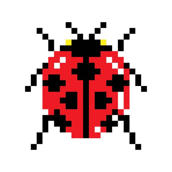 Pixel Art Vector Design Ladybug White Background — Stock Vector