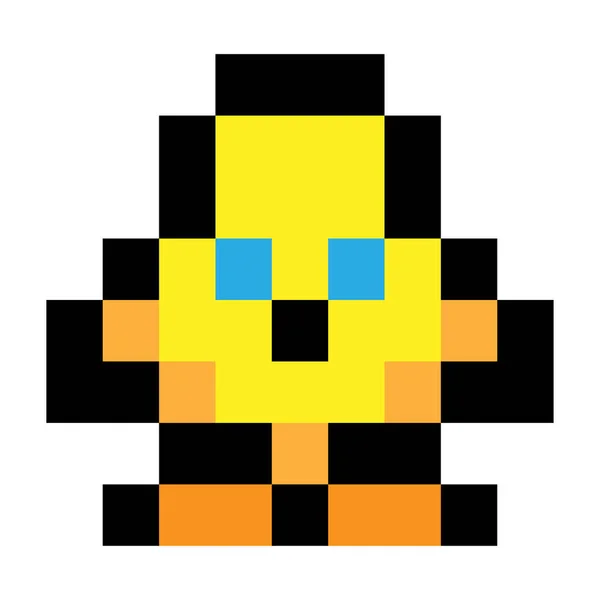 Милый Пиксельный Рисунок Маленькой Жёлтой Цыпочки Изолированной Пустом Белом Фоне — стоковый вектор