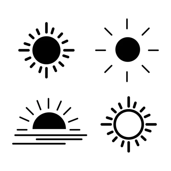 Conjunto Vectores Editables Los Iconos Del Sol Sobre Fondo Blanco — Archivo Imágenes Vectoriales